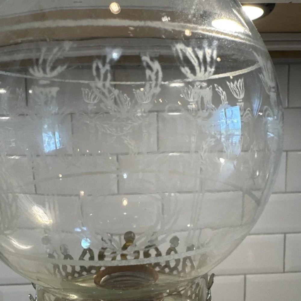 Vintage P&A Mfg‎ Co Waterbury Coral Red Oil Kerosene Lamp Sailboats Nautical